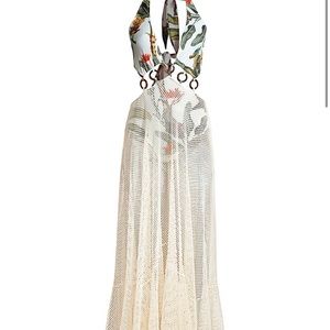 PatBo Tropical Print Mesh Beach Dress